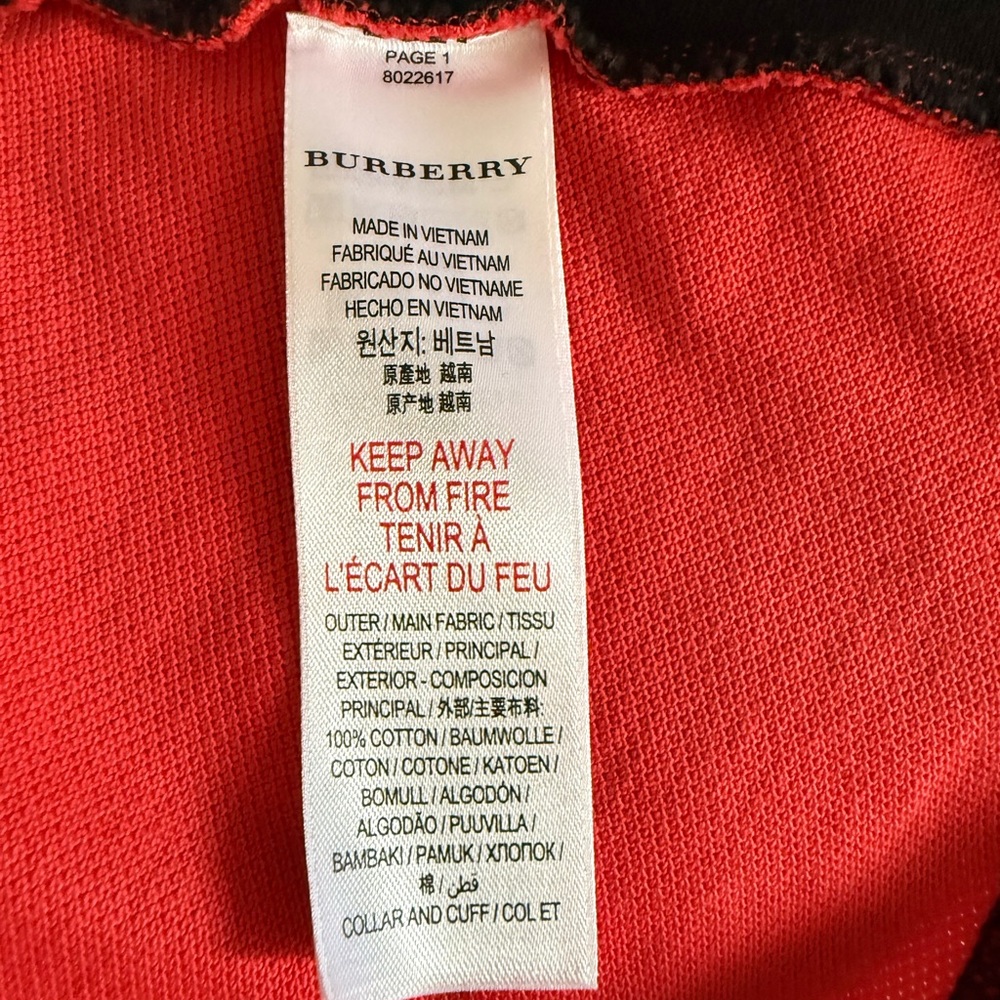 Burberry Kids Polo with Red, White, Black, and Tan Blocks - Picture 3 of 4
